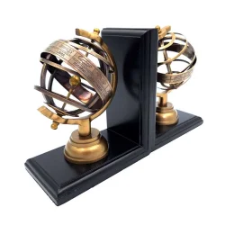 Bookend - astrolabia na drewnianej podstawie – elegancka dekoracja - NI2404